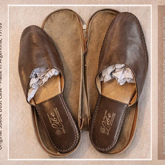 Other - Vintage 1970s Handmade Leather Sultan Slippers – 100% Genuine Leather